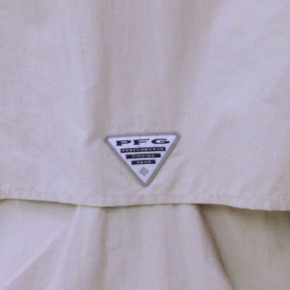Vintage 90s Columbia PFG Shirt OmniShade Mens-XXL Pockets SSL Tactel Nylon Beige - Picture 12 of 12